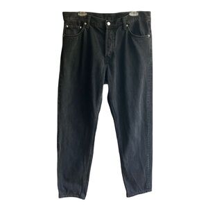 Weekday Barrel Relaxed Tapered Jeans Size 33 x 32 Black 100% Cotton Button Fly